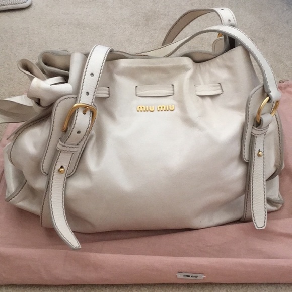 SOLD- Authentic Miu Miu off white large tote - Picture 2 of 10